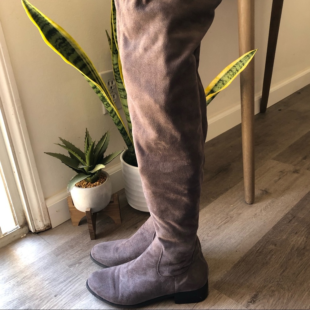 Forever 21 Gray suede over the knee boots